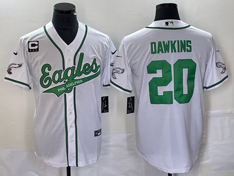 Men Philadelphia Eagles #20 Dawkins White Co Branding Game NFL Jersey style 6